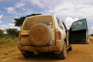 The Pajero after 2 hours muddy track between Otjiwarongo and Gobabis